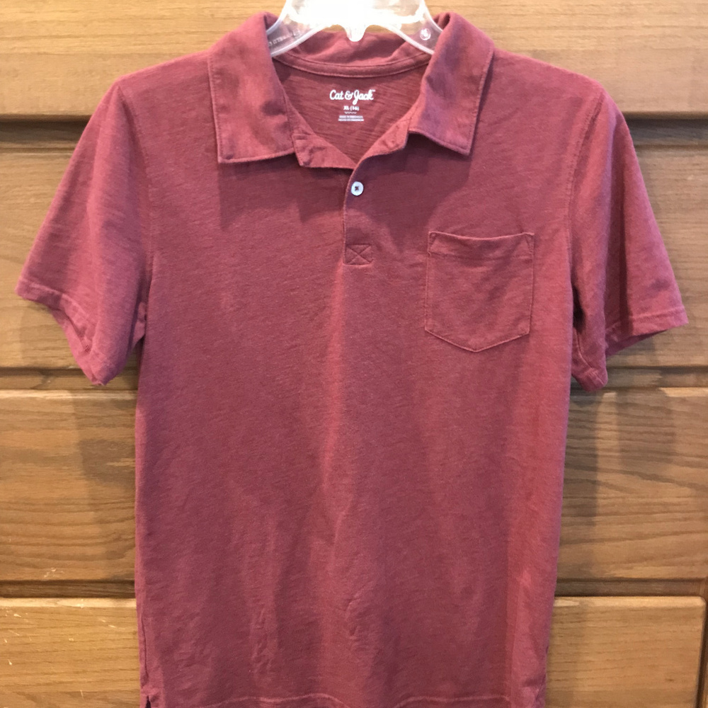 Boys' Cat & Jack Pocket Polo, heathered red YXL